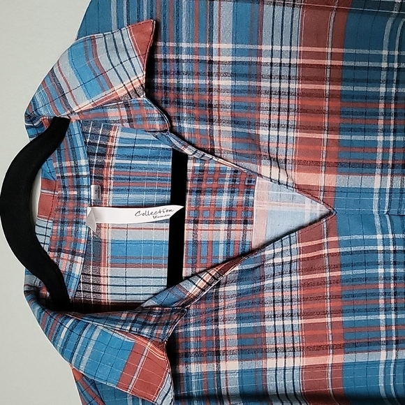 NY Collection Casual NWT size 1X plaid long sleeve top - Picture 3 of 8